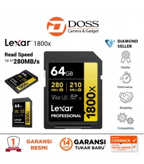 کارت حافظه  V60 لکسارLexar Professional 1800x SDXC 280MB UHS-II  64GB