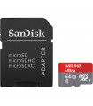کارت حافظه microSDXC سنديسک مدل Ultra کلاس 10 UHS-I U1 سرعت 100mb همراه با آداپتور SD ظرفيت 64 گيگابايت